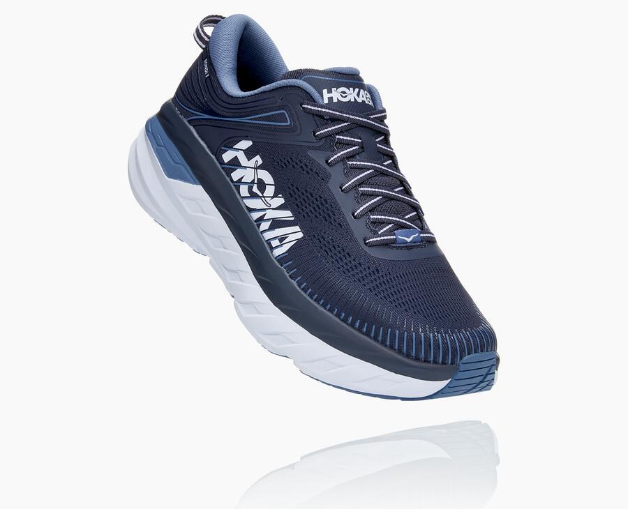 Hoka One One Mens Running Shoes - Bondi 7 - Navy - VQSP82340